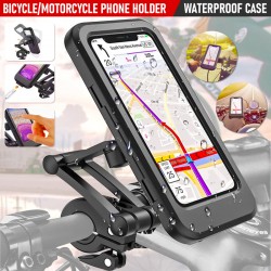 Waterproof Bike Phone Holder Case Universal Motorcycle Bicycle Phone Mount 360 Rotation Adjustable Handlebar Clip Stand