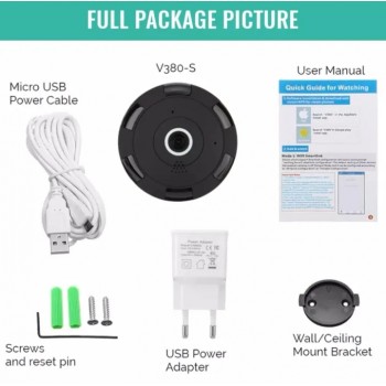 V380 Wifi IP Camera Fish Eye 360 Degree Panoramic Camera 1080P 2.0 Mega Pixel With Night Vision