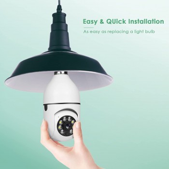Light Bulb Security Camera, Home WiFi 360 Degree Pan/Tilt Panoramic IP Camera