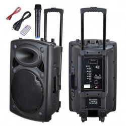 Rechargeable Bluetooth karaoke trolley speaker with wireless microphone