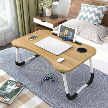 Laptop Table Study Bed with Cup Mobile Tablet Holder